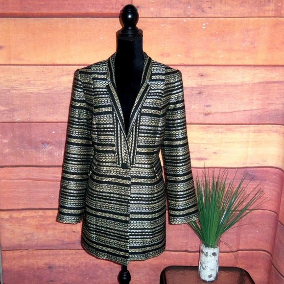 Chico's Jackets & Blazers - Chico's Tweed Metallic Gold Black Jacket 2 (12/14)